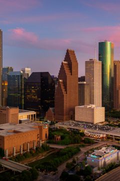 Downtown Houston skyline dusk